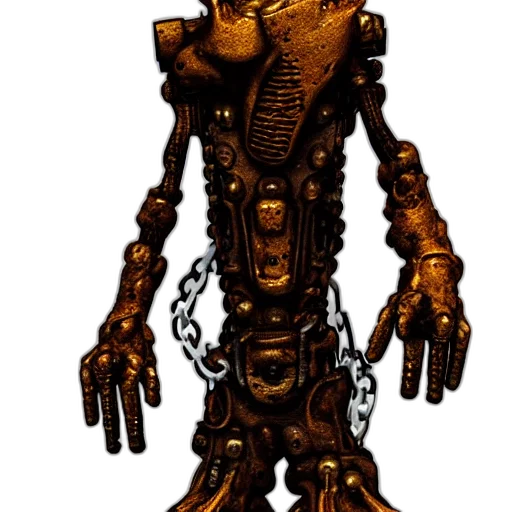 robot, jewelry, staff, mask, concept art, cyberpunk, comic book art, 3d render transparent PNG cut-out
