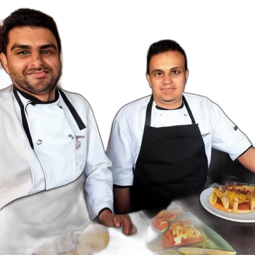 staff, food, photorealistic, dois, frangos, restaurante transparent PNG cut-out