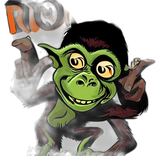 staff, creature, concept art, cartoon, comic book art, fantasy art, monkey, goblin transparent PNG cut-out