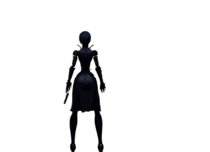 dress, robot, staff, creature, concept art, 3d render, pixel art, cyberpunk transparent PNG cut-out