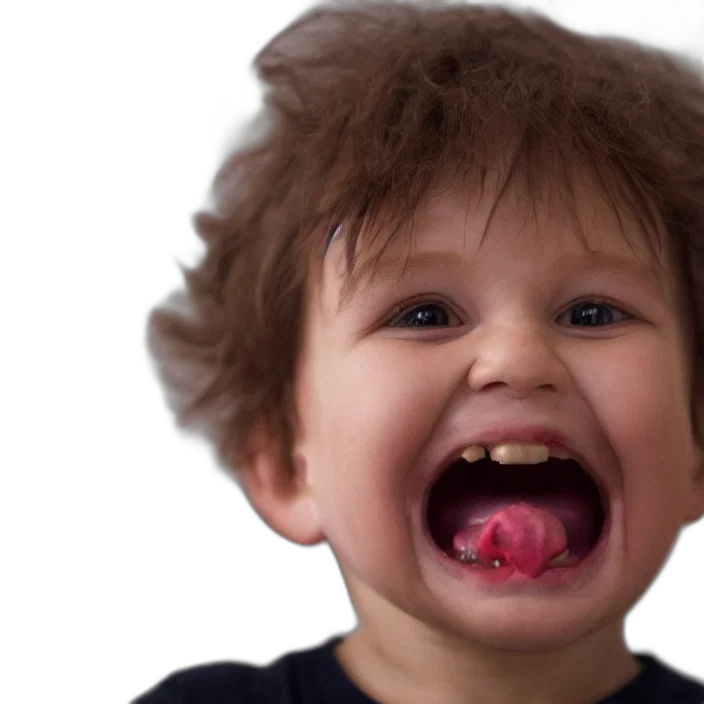 face, photorealistic, portrait, evil, toddler, good, smiling, threateningly transparent PNG cut-out