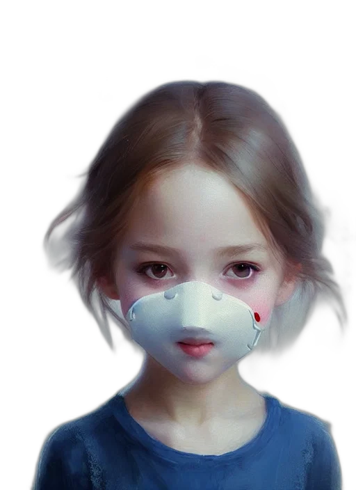 mask, face, robot, creature, photorealistic, oil painting, concept art, fantasy art transparent PNG cut-out
