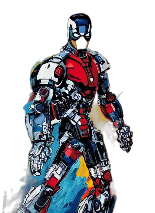 robot, concept art, comic book art, 3d render transparent PNG cut-out