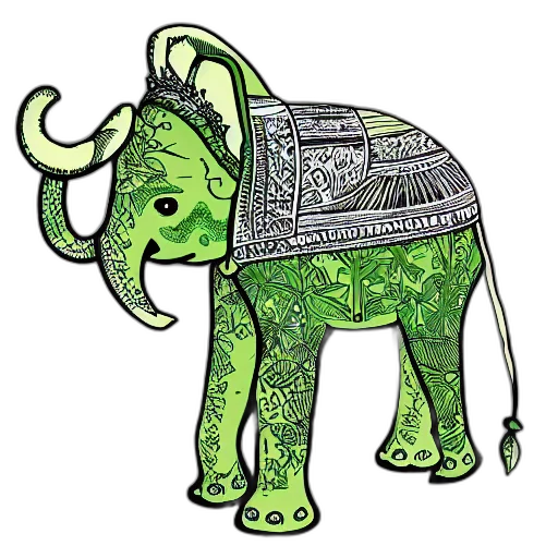 concept art, green, elephant, style transparent PNG cut-out