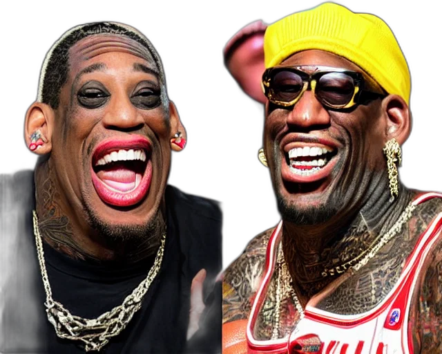 face, photorealistic, dennis, rodman, has, huge, open, mouth transparent PNG cut-out