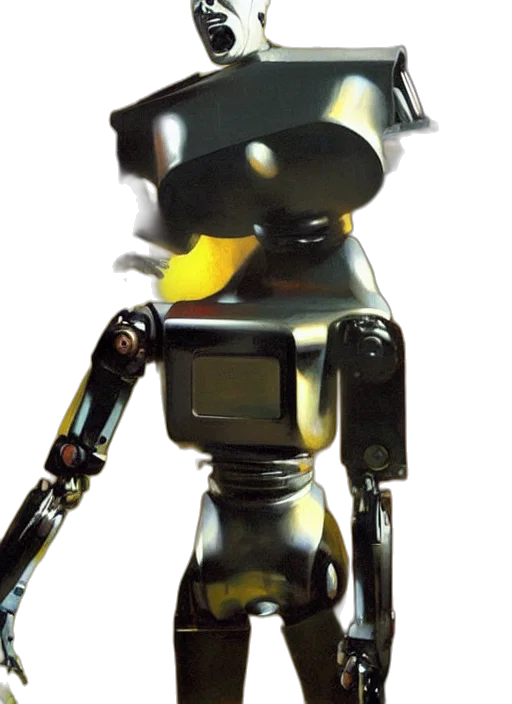 robot, staff, weapon, face, 3d render, concept art, cyberpunk, photorealistic transparent PNG cut-out