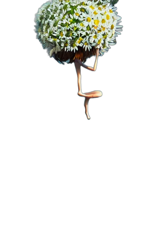 flower, staff, crown, hair, concept art, 3d render, pixel art, fantasy art transparent PNG cut-out