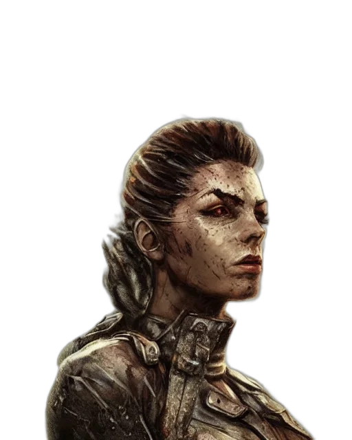face, staff, robot, mask, concept art, fantasy art, comic book art, photorealistic transparent PNG cut-out