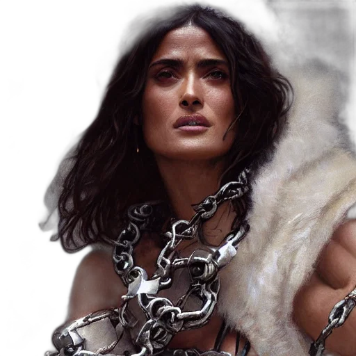 jewelry, portrait, salma, hayek, muscled, determined, female, barbarian transparent PNG cut-out