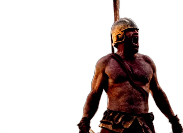 sword, weapon, mask, concept art, fire, cinematic, film, still transparent PNG cut-out