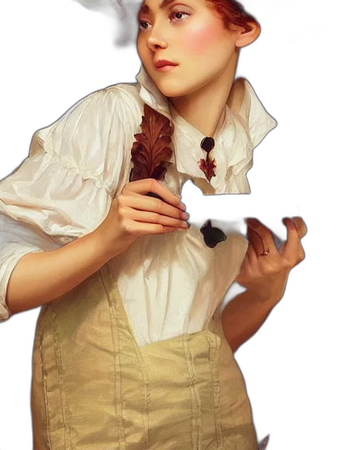 staff, dress, face, hat, photorealistic, concept art, 3d render, fantasy art transparent PNG cut-out