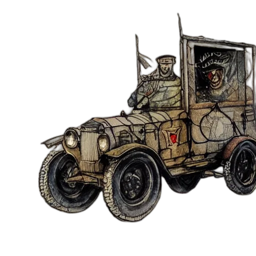 car, weapon, concept art, watercolor, comic book art, photorealistic, beautiful, aesthetic transparent PNG cut-out