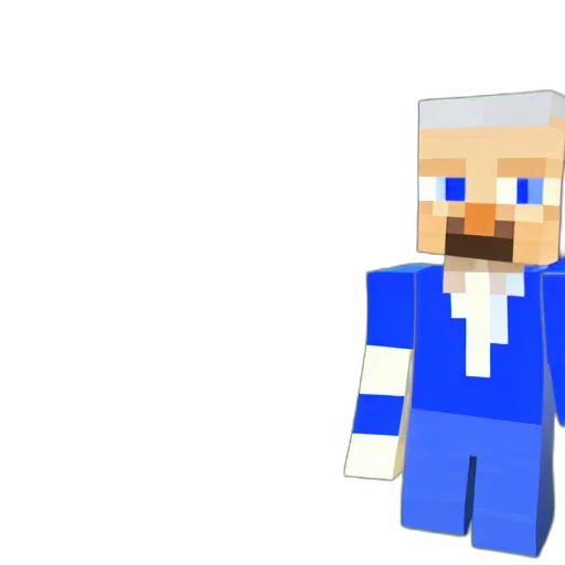 3d render, pixel art, cartoon, concept art, blue, joe, biden, minecraft transparent PNG cut-out