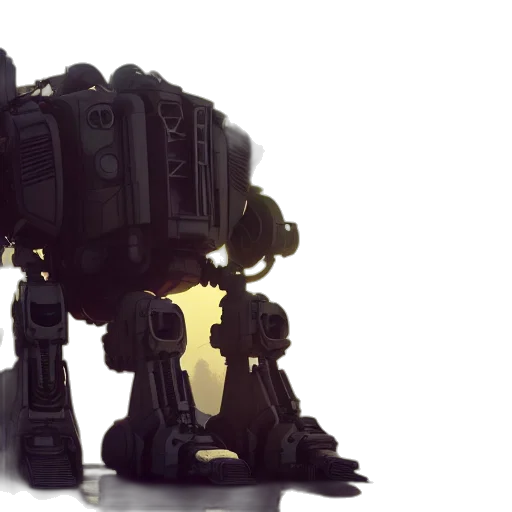 robot, weapon, 3d render, concept art transparent PNG cut-out