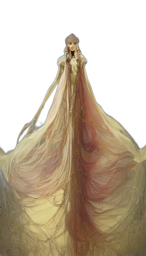 dress, crown, hair, dragon transparent PNG cut-out