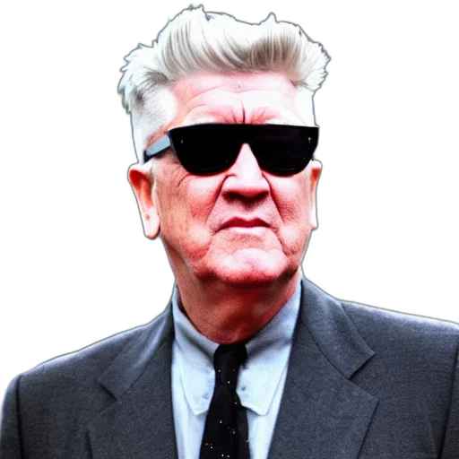 jacket, face, staff, hair, vaporwave, cyberpunk, david, lynch transparent PNG cut-out