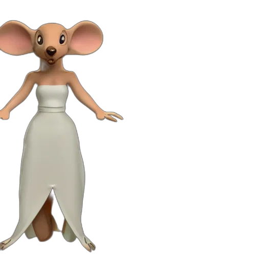 dress, animal, creature, 3d render, concept art, cartoon, female, mouse transparent PNG cut-out