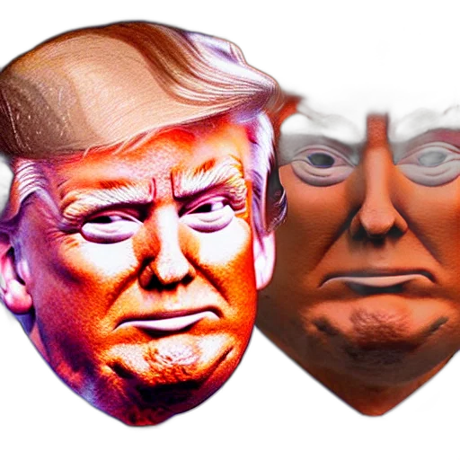 mask, face, 3d render, photorealistic, concept art, vaporwave, donald, trump transparent PNG cut-out