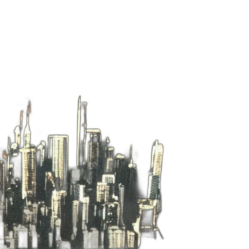 building, 3d render, concept art, cyberpunk, comic book art, outer space, city street, fog transparent PNG cut-out