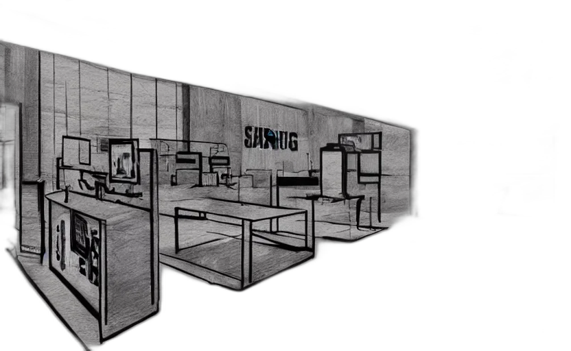 furniture, building, 3d render, concept art transparent PNG cut-out