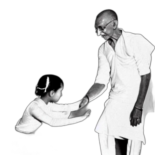 staff, pencil sketch, concept art, art, mahatma, gandhi, dancing, young transparent PNG cut-out