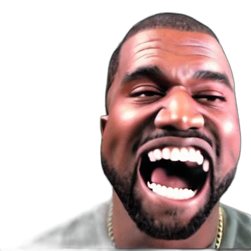 face, mask, photorealistic, 3d render, trailcam, footage, kanye, west transparent PNG cut-out