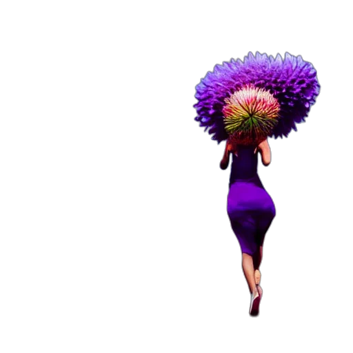 flower, dress, umbrella, hair transparent PNG cut-out