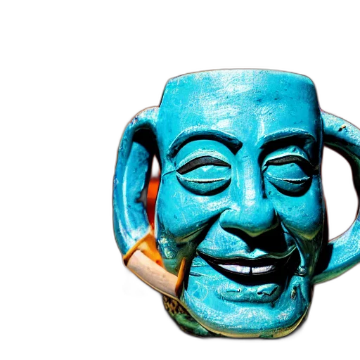 mask, face, jewelry, staff, 3d render, photorealistic, blue, closeup transparent PNG cut-out
