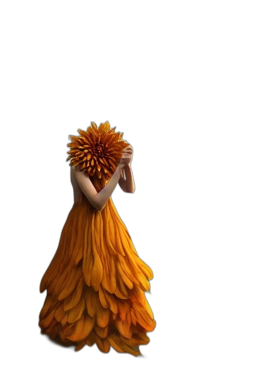 dress, hair, crown, flower, concept art, 3d render, fantasy art, photorealistic transparent PNG cut-out
