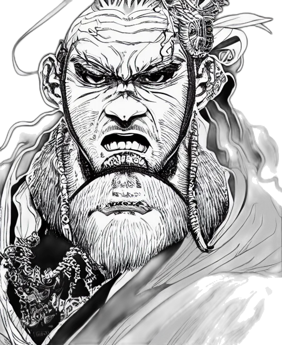 face, creature, staff, comic book art transparent PNG cut-out