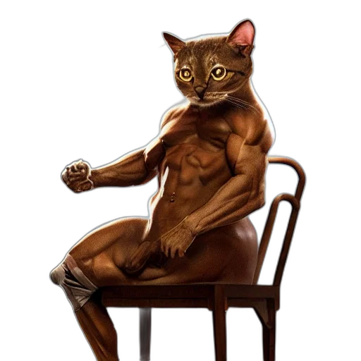 animal, furniture, concept art, photorealistic, fantasy art, comic book art, anthropomorphic, cat transparent PNG cut-out