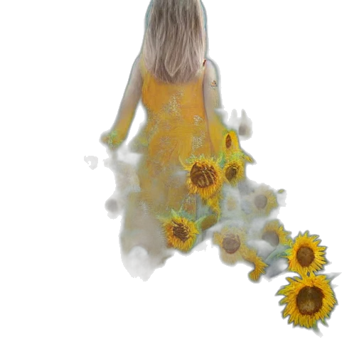 dress, flower, 3d render, photorealistic, fantasy art, concept art, golden, pastel transparent PNG cut-out