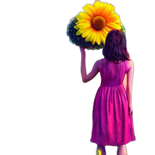 dress, flower, umbrella, hat transparent PNG cut-out