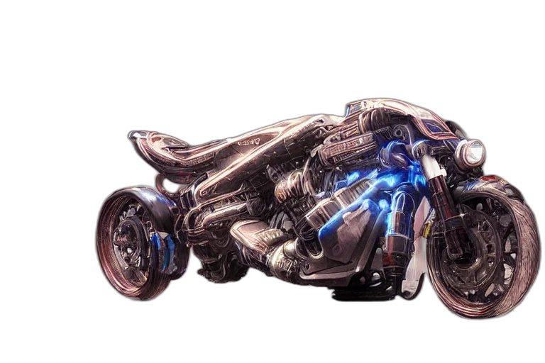 robot, car, weapon, concept art, 3d render, cyberpunk, photorealistic, motorcycle transparent PNG cut-out