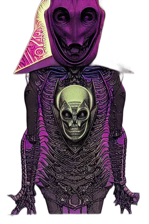 jacket, dress, mask, cyberpunk, concept art, vaporwave, dark, neon transparent PNG cut-out