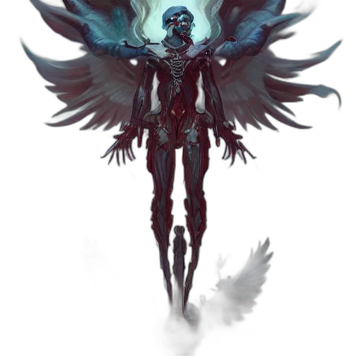 robot, creature, concept art, fantasy art, comic book art, cyberpunk, dark, blue transparent PNG cut-out