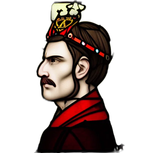 crown, staff, face, concept art, fantasy art, pixel art, cartoon, side transparent PNG cut-out