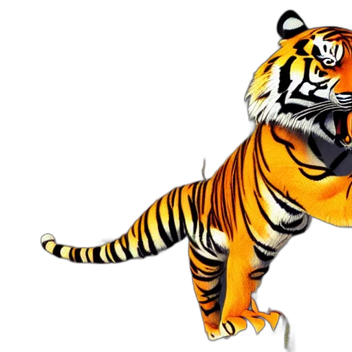 animal, creature, concept art, 3d render, photorealistic, cartoon, tiger, fire transparent PNG cut-out