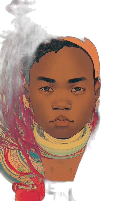 face, hair, mask, crown, concept art, photorealistic, comic book art, cartoon transparent PNG cut-out