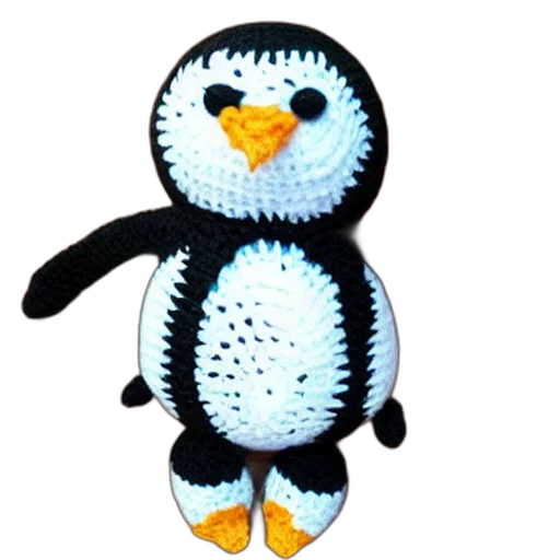 animal, 3d render, crocheted, penguin, doll transparent PNG cut-out