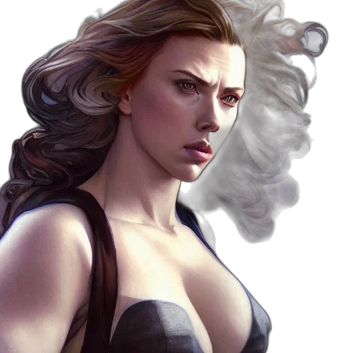 face, comic book art, fantasy art, concept art, photorealistic, dark, muscular, scarlett transparent PNG cut-out