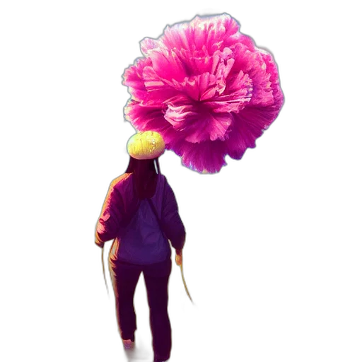 flower, hat, umbrella, staff, concept art, 3d render, pixel art, vaporwave transparent PNG cut-out