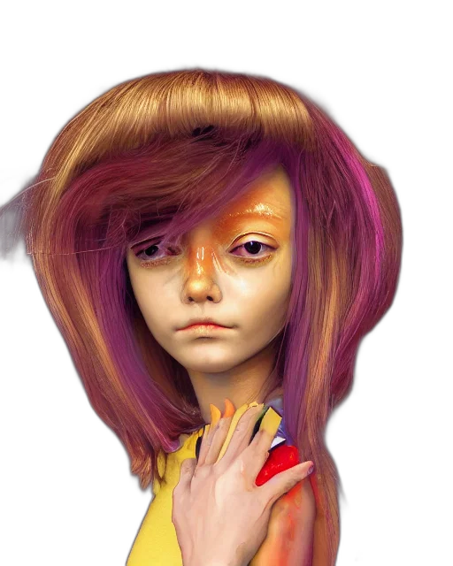 hair, face, photorealistic, fantasy art, concept art, anime, neon, colorful transparent PNG cut-out