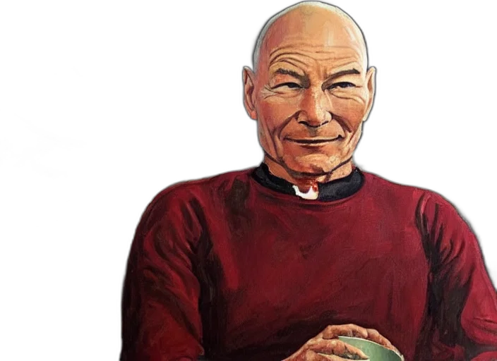 face, photorealistic, comic book art, concept art, oil, painting, patrick, stewart transparent PNG cut-out