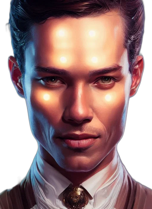 face, staff, photorealistic, comic book art, concept art, cyberpunk, portrait, william transparent PNG cut-out