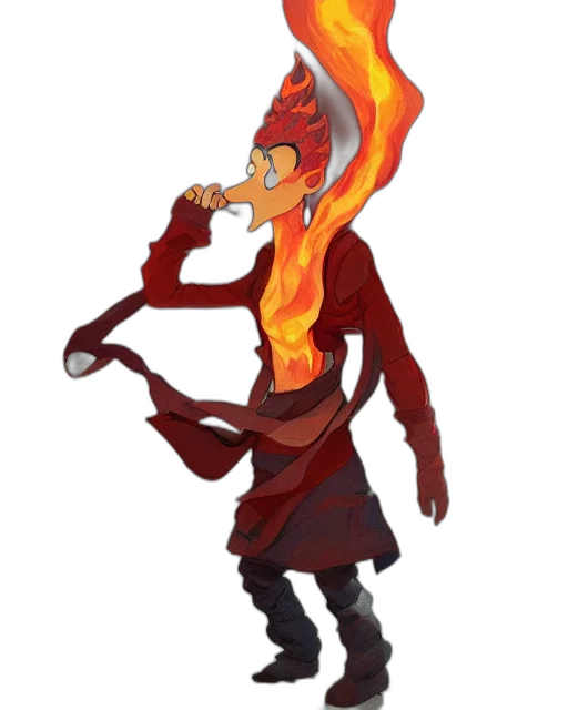 staff, jacket, concept art, fantasy art, pixel art, cartoon, fire, red transparent PNG cut-out