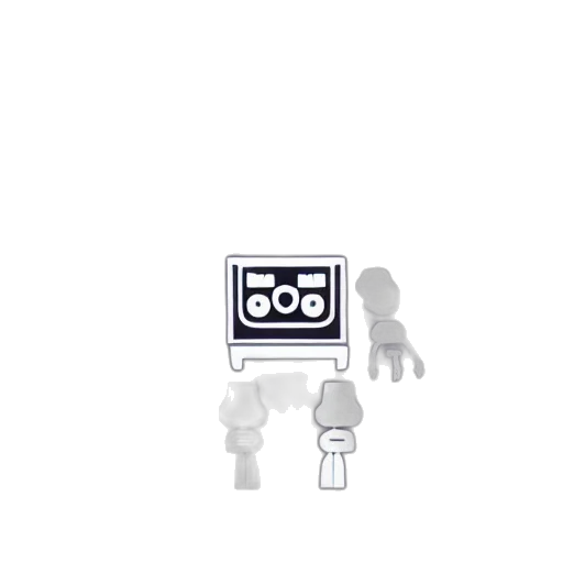 robot, staff, pixel art, 3d render, concept art, cartoon, outer space, dream transparent PNG cut-out