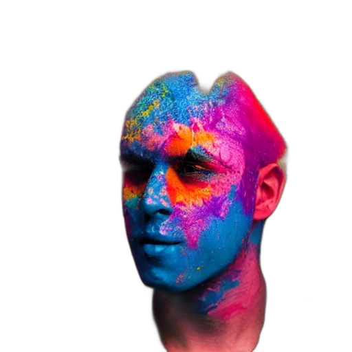 mask, face, creature, jacket, concept art, photorealistic, watercolor, vaporwave transparent PNG cut-out