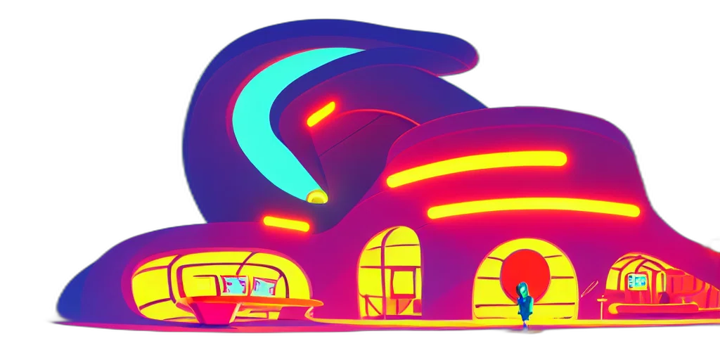 car, building, umbrella, vaporwave transparent PNG cut-out