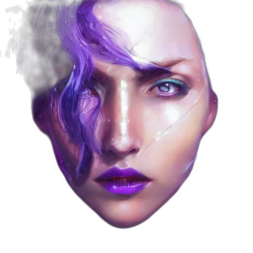 face, mask, hair, jewelry, photorealistic, cyberpunk, fantasy art, concept art transparent PNG cut-out